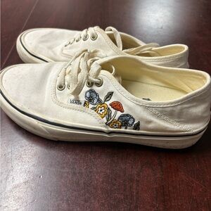 Vans Cream Canvas Sneakers with Floral Embroidery